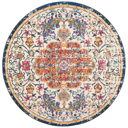 Safavieh 6 ft. 7 in. x 6 ft. 7 in. Madison 400 Power-Loomed Round Rug Ivory & Orange MAD447A-7R
